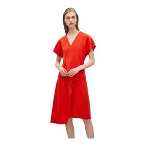 COS Red Draped V-Neck Dress sz 2